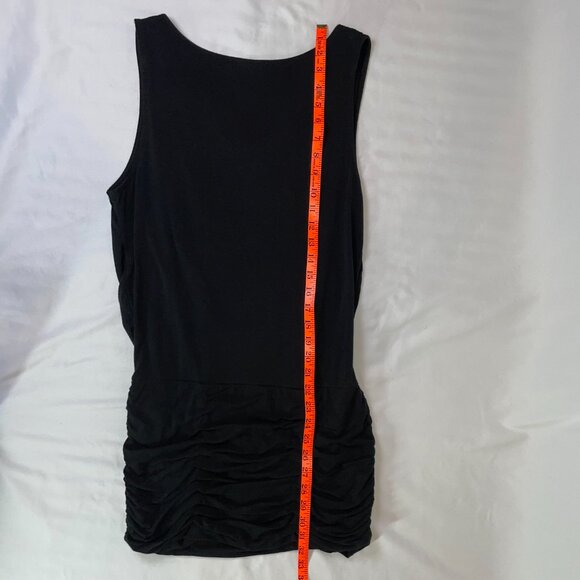Laundry by Shelli Segal Jersey Top Black Sleeveless Hip Rouching Size M - Picture 4 of 8